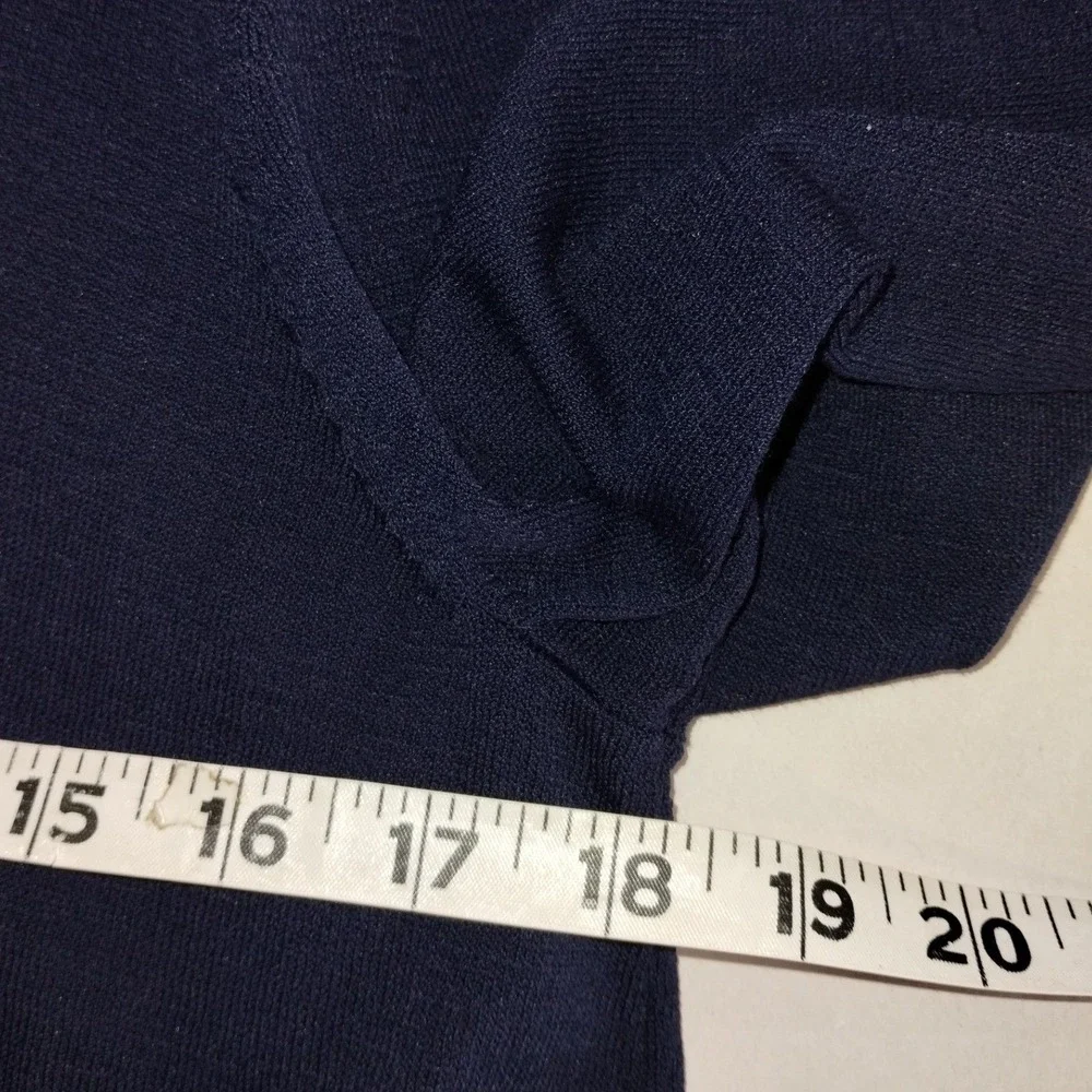 Charter Club‎ Womens Navy Blue Open Front Cardigan Crochet Trim Size Large
